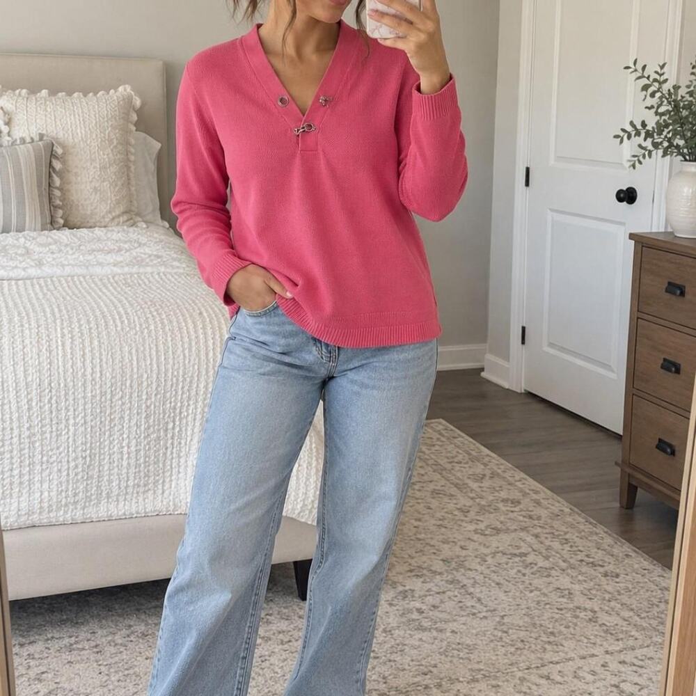 Karen scott pink long sleeve top